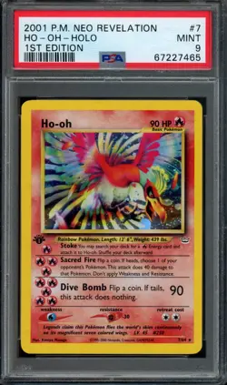 Pokemon Ho-oh Holo 2001 Neo Revelation 1st Edition #7 PSA 9 Mint - Image 1