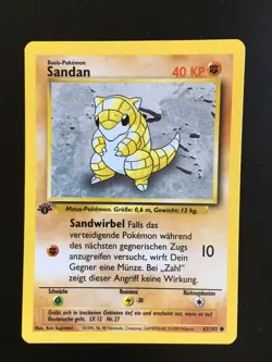 SANDSHREW "SANDAN" 1st Edition GERMAN Base Set Pokemon Card #62/102 NM - Image 1