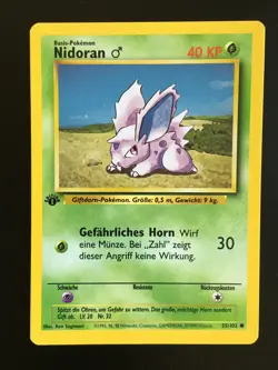 1st Edition Nidoran 55/102 - NM Near Mint - German Base Set Pokemon Card - Image 1