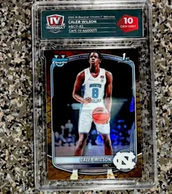2025-26 Bowman Chrome Caleb Wilson Reptilian Refractor (RC) Graded 10 Gem Mint - Image 1