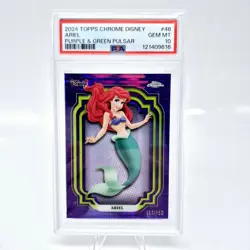 2024 Disney Topps Chrome Ariel #46 PSA 10 Purple Green Pulsar /150 - Image 1