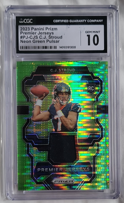 Panini Prizm 2023 C.J. Stroud Neon Green Pulsar Rookie CGC 10 PJ-CJS - Image 1