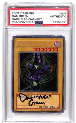 PSA Signed Dan Green Yu-Gi-Oh! Dark Magician BPT-007 Collector Tin (2003) - Image 1
