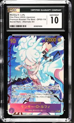 CGC 10 GEM MINT Japanese One Piece 2024 MONKEY D. LUFFY OP05-119 PRB01 ALT ART - Image 1