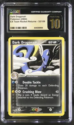 CGC 10 PRISTINE Dark Dragonair EX Team Rocket Returns 32/109 Pokemon Card - Image 1