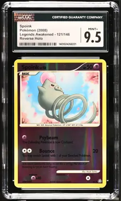 *POP 3* CGC 9.5 Spoink Reverse Holo Legends Awakened 121/146 Pokemon 2008 MINT+ - Image 1