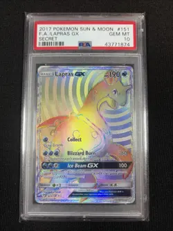 2017 POKEMON SUN & MOON SECRET #151 FULL ART LAPRAS GX PSA 10 Gem Mint - Image 1