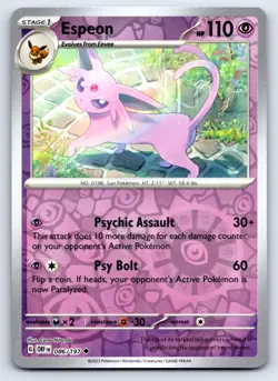 Espeon 086/197 Uncommon Obsidian Flames Pokemon Reverse Holo NM/M - Image 1