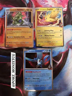 TEAM ROCKET’S ARTICUNO 051/182 TYRANITAR096/182 ZAPDOS 070/182 COSMO HOLO - Image 1