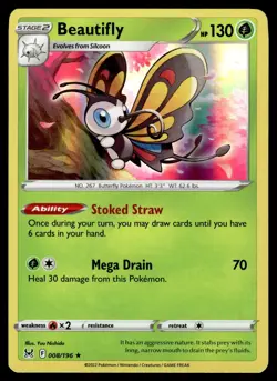 Beautifly 008/196 Holo Rare Lost Origin Pokemon Near Mint - Image 1