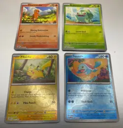 Pokemon 151 Costco Tins Promo Set Cosmos Pikachu Charmander Squirtle Bulbasaur - Image 1