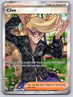 Clive 227/091 Ultra Rare Paldean Fates Pokemon Holo Near Mint - Image 1