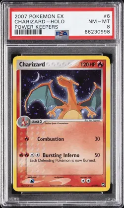 2007 POKEMON EX POWER KEEPERS #6 CHARIZARD-HOLO PSA 8 - Image 1