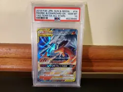 2019 Pokemon Japanese Sun & Moon: Tag Team- Reshiram & Charizard GX (#16) PSA 10 - Image 1
