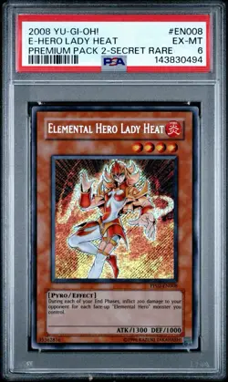 2008 Yu-Gi-Oh! Elemental Hero Lady Heat Premium Pack 2 PP02 Secret Rare PSA 6 - Image 1