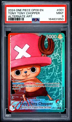 2024 One Piece OP08 EN Tony Tony Chopper Alternate Art #001 PSA 9 MINT - Image 1