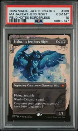 2024 MTG BLOOMBURROW FIELD NOTES BORDERLESS #289 MAHA, ITS FEATHERS NIGHT PSA 10 - Image 1