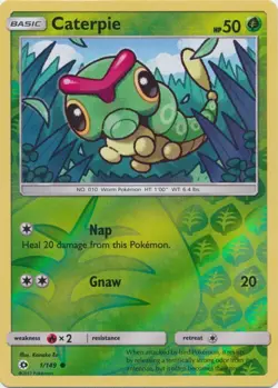 Caterpie 1/149 Reverse Holo Sun & Moon Pokemon Card NM - Image 1