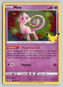 MEW 011/025 HOLO RARE CELEBRATIONS POKEMON LP - Image 1