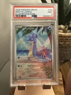 Pokemon TCG Misty's Lapras 194/182 Destined Rivals Illustration Rare Card PSA 9 - Image 1