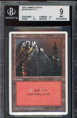 MINT BGS 9 Summer Magic/MTG Mountain {Red Sky} ~ RARER THAN ALPHA!!! - Image 1