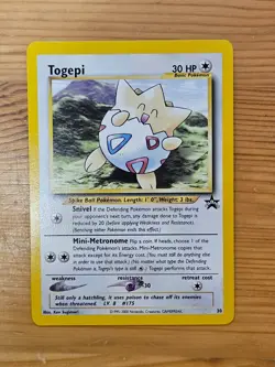 Togepi Pokemon League Card WOTC Black Star Promo #30 2002 MP WOTC. - Image 1