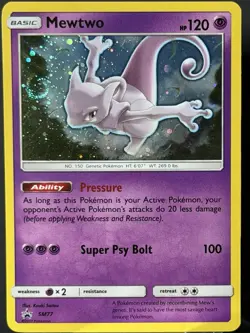 AMAZING SWIRL 🌀 Pokemon Mewtwo TCG SM77 Cosmos Holo Black Star Promo Card NM- - Image 4