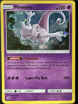 AMAZING SWIRL 🌀 Pokemon Mewtwo TCG SM77 Cosmos Holo Black Star Promo Card NM- - Image 5