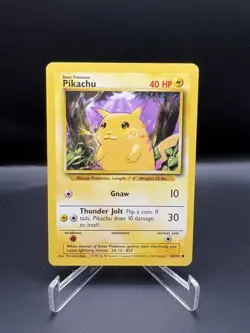 Pikachu Pokemon Card Yellow Cheeks Base Set English 1999 58/102 LP - Image 1