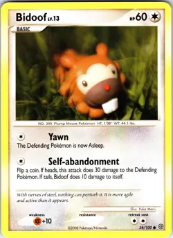 Bidoof 54/100 Common Stormfront Pokemon Moderately Played - Image 1
