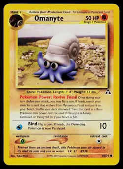 Pokemon Card Neo Discovery Omanyte 60/75 Unlimited Common - Image 1