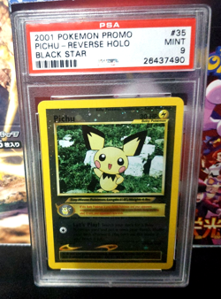 2001 Pokemon Promo Pichu Reverse Holo Black Star #35 PSA 9 Mint - Image 1