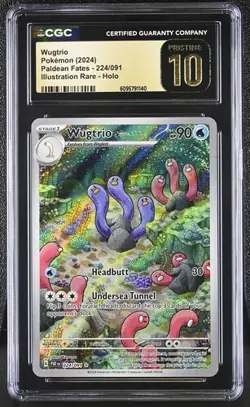 Pokemon Wugtrio Holo 224 Illustration Rare Paldean Fates CGC 10 PRISTINE 224/091 - Image 1