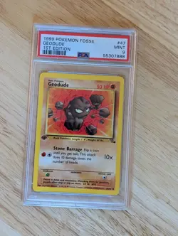 GEODUDE PSA 9 1999 POKEMON TCG FOSSIL #47 1ST EDITION MINT - Image 1