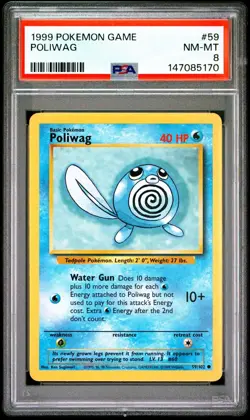 1999 POKEMON BASE SET UNLIMITED #59 POLIWAG PSA 8 - Image 1
