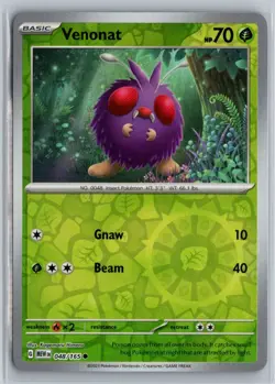 Venonat 048/165 Common 151 Pokemon Reverse Holo Near Mint - Image 1