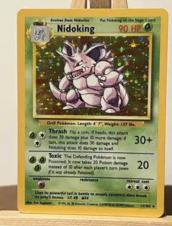 Pokemon TCG Nidoking 11/102 Base Set Holo Rare English 1999-2000 WOTC 90 HP - Image 1