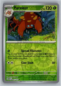 Parasect 047/165 Uncommon 151 Pokemon Reverse Holo Near Mint - Image 1