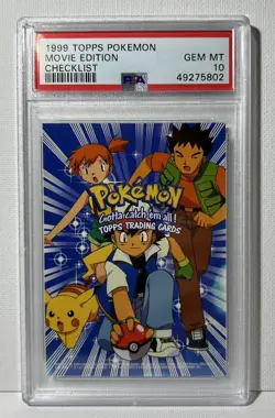 1999 TOPPS POKEMON THE MOVIE EDT CHECKLIST MOVIE EDITION PSA 10 Gem Mint 💎 - Image 1