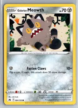 Galarian Meowth 084/159 Common Crown Zenith Pokemon Near Mint - Image 1