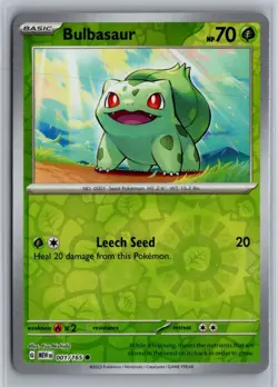 Bulbasaur 001/165 Common 151 Pokemon Reverse Holo Near Mint - Image 1