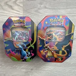 Pokemon TCG 2 Tin Lot Charizard Mega Charizard X & Y Tin 2023 Multicolor - Image 1
