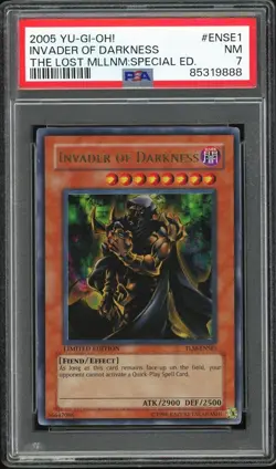 PSA 7 NM 2005 Yu-Gi-Oh! The Lost Millenium Invader of Darkness TLM-ENSE1 - Image 1