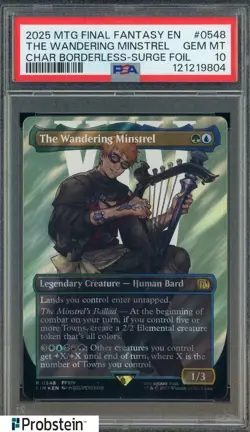 2025 MTG Final Fantasy Borderless Surge Foil #0548 The Wandering Minstrel PSA 10 - Image 1