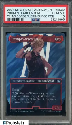 2025 MTG Final Fantasy Borderless Surge Foil #0532 Prompto Argentum PSA 10 - Image 1