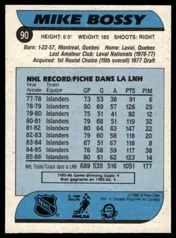 1986-87 O-Pee-Chee Mike Bossy New York Islanders #90 - Image 2