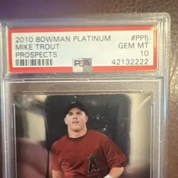 Topps 2010 Bowman Platinum Prospects Mike Trout RC #PP5 PSA 10 Angels MLB - Image 2