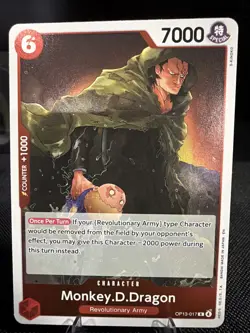 One Piece CCG Monkey D. Dragon Carrying On His Will R Holo Card OP13-017 NM - Image 1