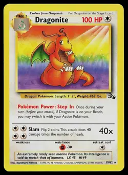 Pokemon Card - Dragonite Fossil 19/62 Unlimited Rare - Image 1