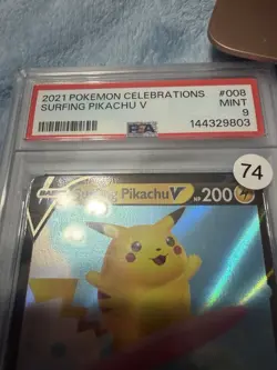 Pokemon TCG Surfing Pikachu V #008/025 Celebrations Holo Ultra Rare PSA 9 - Image 2